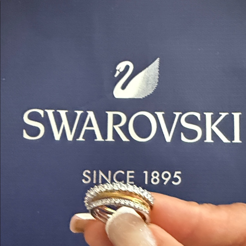 Swarovski Silver Pav Crystal Stackable Ring Set - image 4